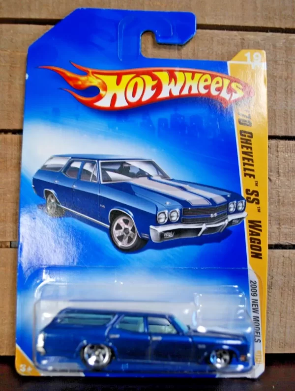 HOT WHEELS 1/64 DIECAST CAR 1970 CHEVELLE SS STATION WAGON AZUL © EDICIÓN 2008